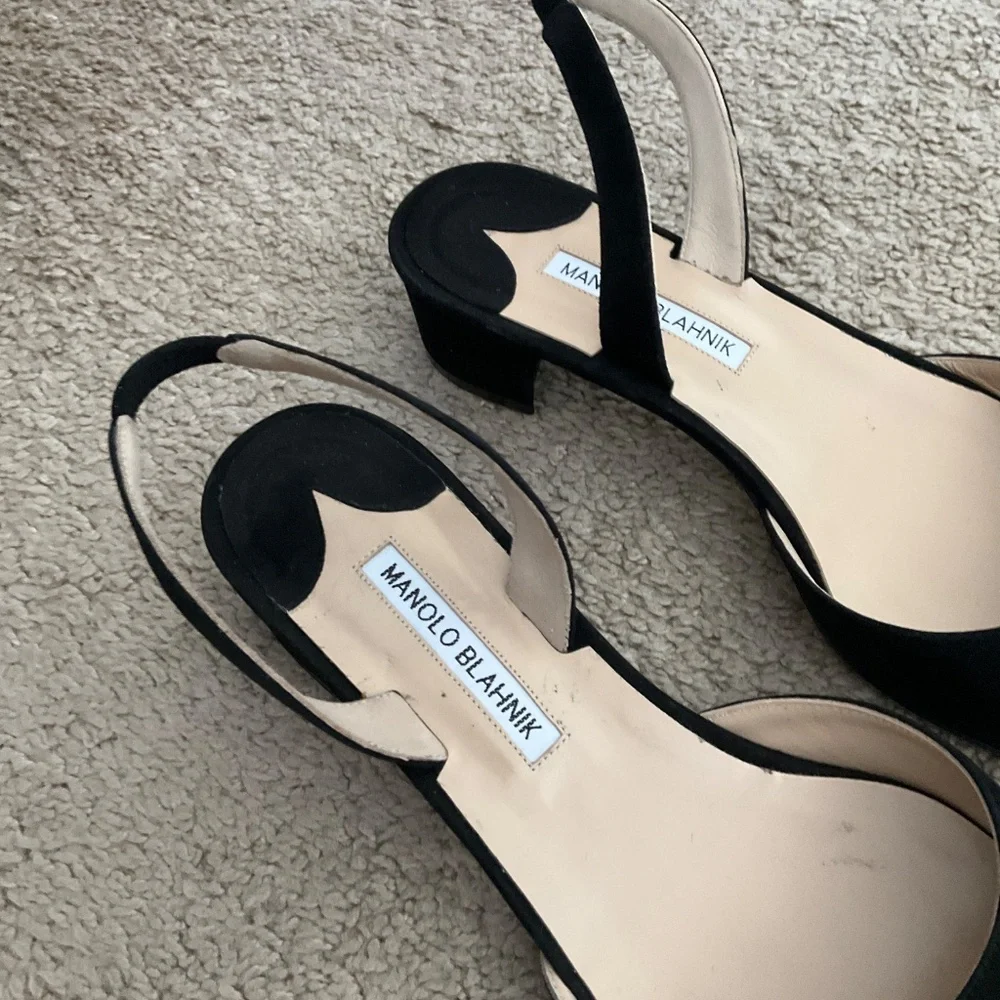 Manolo Blahnik Aspro Suede Block-Heel Slingback Pump - Picture 5 of 10